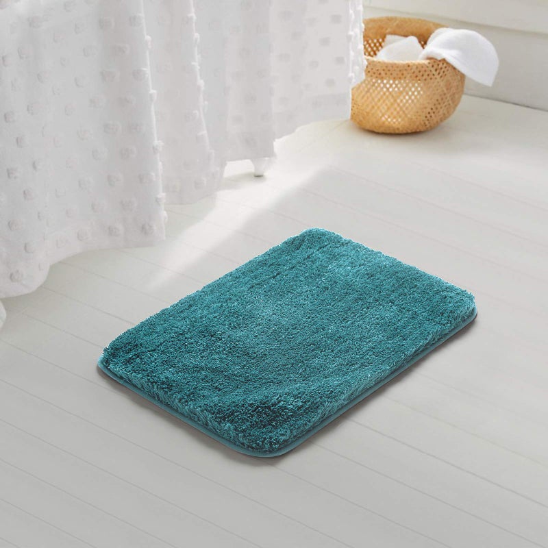 Suchtale Bath Rug for Bath Non Slip Water Absorbent Soft Microfiber Shaggy Bathtub Mat Machine Washable Thick Plush Shower Mat - Teal (20 x 32) - Image 2